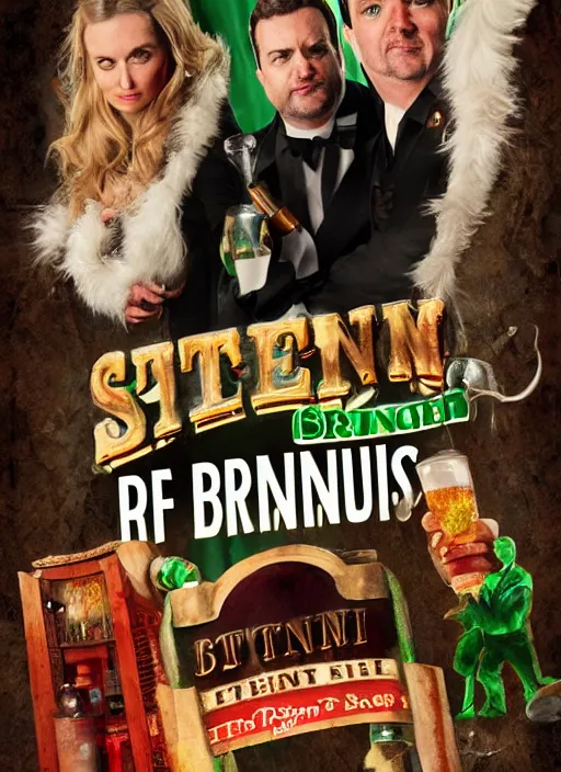 Prompt: promotional movie poster, the stinkmen of brendees irish pub, post processing, photo realistic, 8 k