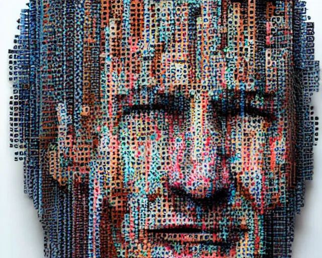 Prompt: color studio photo of richard gere face made out of gears, optical illusion