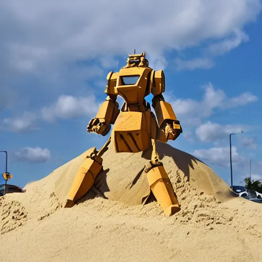 Image similar to a sand sculpture of a mecha