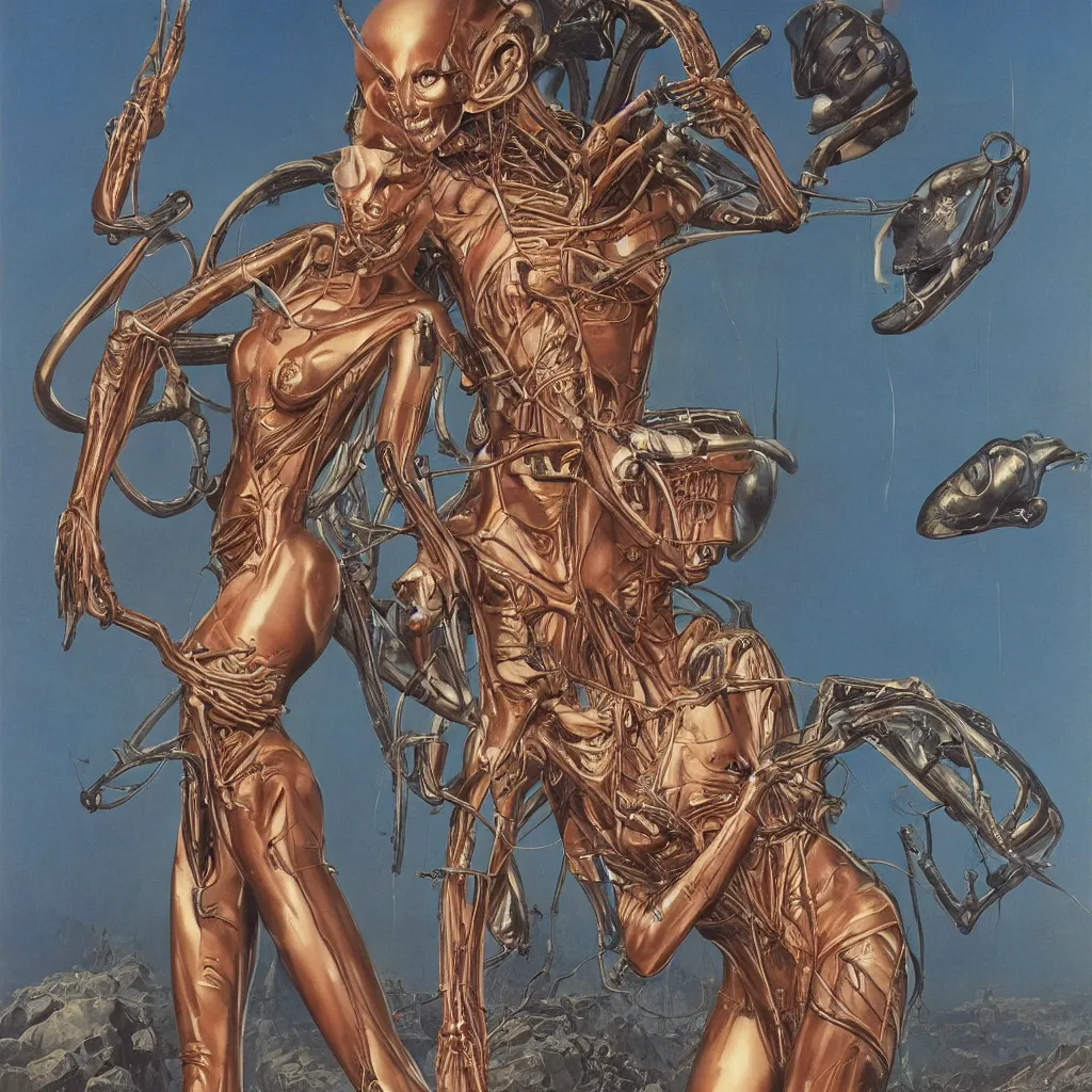 Image similar to anatomical depiction of a beautiful alien femme biology, latex domme, extraterrestrial, sharp focus, by james gurney, by bruce pennington, ornate portrait, high quality