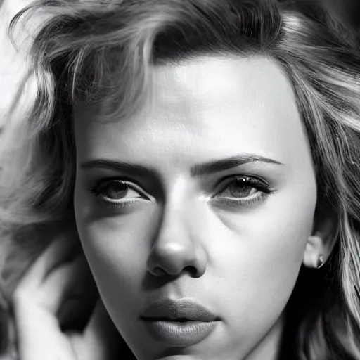 Image similar to photograph of scarlett johansson taken by david lazar, highly detailed face, 8 k