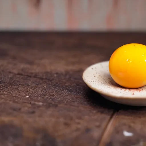 Image similar to photo of half of an apple with a egg yolk inside