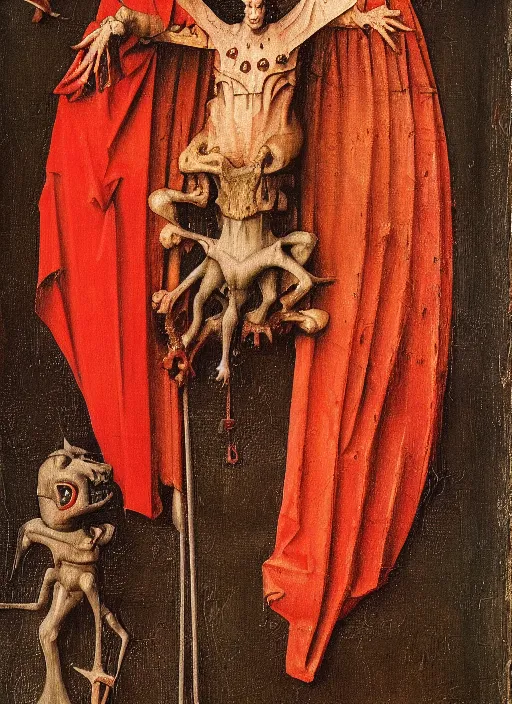 Image similar to red devil Gargoyle, Medieval painting by Jan van Eyck, Hieronymus Bosch, Florence