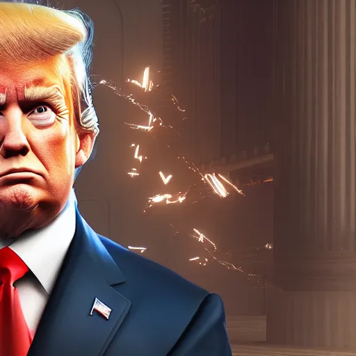 Image similar to portrait of trump, 8 k uhd, unreal engine, octane render in the artstyle of finnian macmanus, john park and greg rutkowski