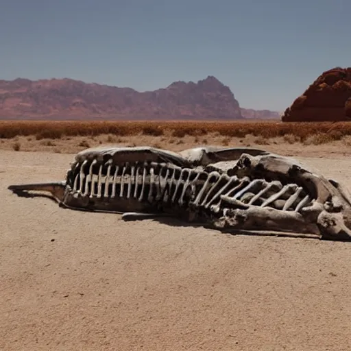 Image similar to The hulk’s skeleton found in the desert