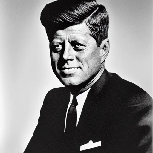 Prompt: b / w photo of jfk, no hair, bald