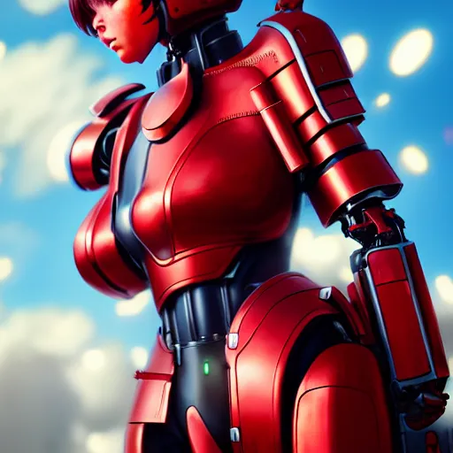 Prompt: cute red armored cyborg - girl by ross draws, in flight while looking towards the camera by ilya kuvshinov, point of view, rtx reflections, octane render 1 2 8 k, extreme high intricate details by wlop, digital anime art by tom bagshaw