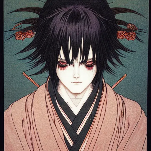 Image similar to prompt : portrait of muse soft light painted by takato yamamoto, magical rinnegan eyes, inspired by ninja anime, smooth face feature, intricate oil painting, high detail, sharp high detail, manga and anime