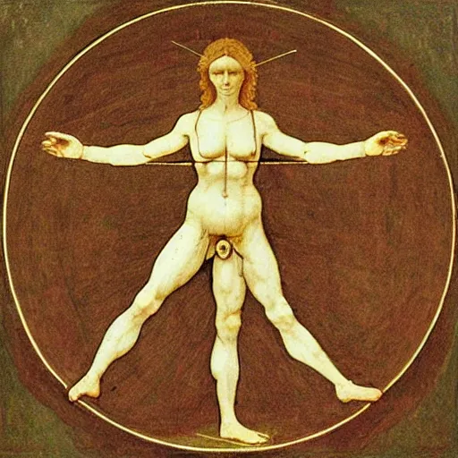 Prompt: Vitruvian woman, by Da Vinci