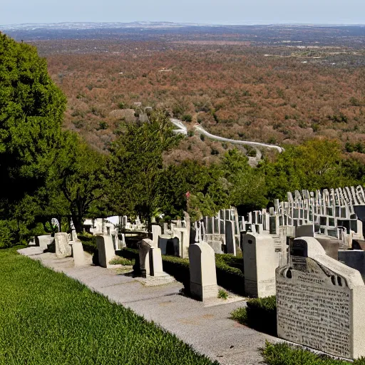 Image similar to A scenic overlook of Billiam's Zoo & Cemetery