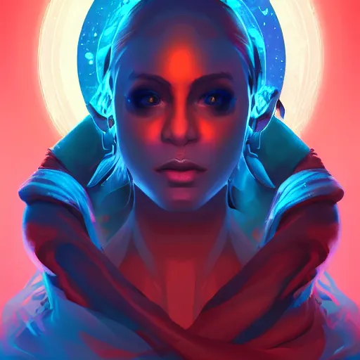 Prompt: portrait of a beautiful cosmic cultist, digital art, dramatic lighting, high contrast, artstation, 4k