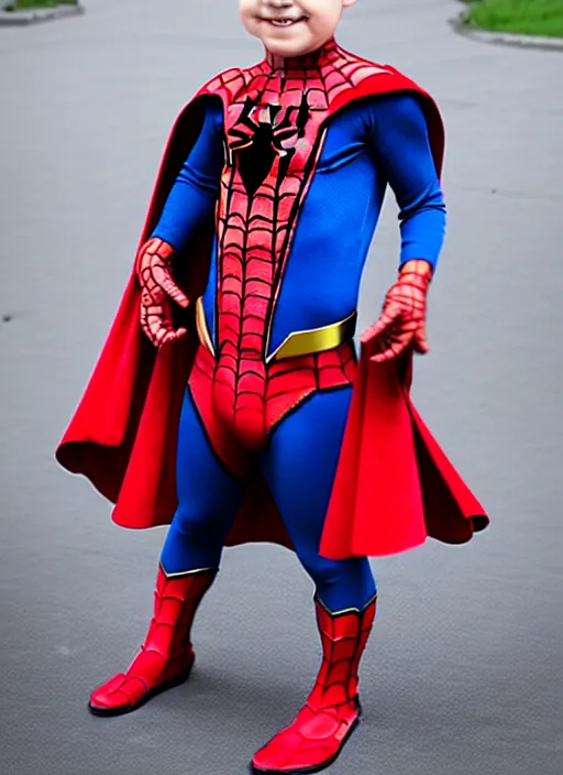 Image similar to superhero outfit inspired by spiderman and doctor strange