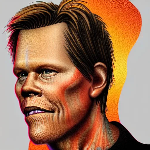 Image similar to ultra detailed kevin bacon shaped exactly like a bacon rendered by octane digital painting inspired by arcimboldo