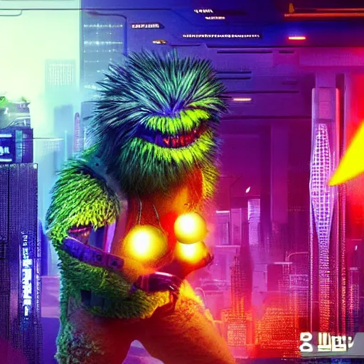 Image similar to high quality 3 d render cyberpunk very tennis ball monster highly detailed, unreal engine cinematic smooth, in the style of blade runner &, basil gogos, chalk, low angle, uhd 8 k, sharp focus, illustrated by basil gogos