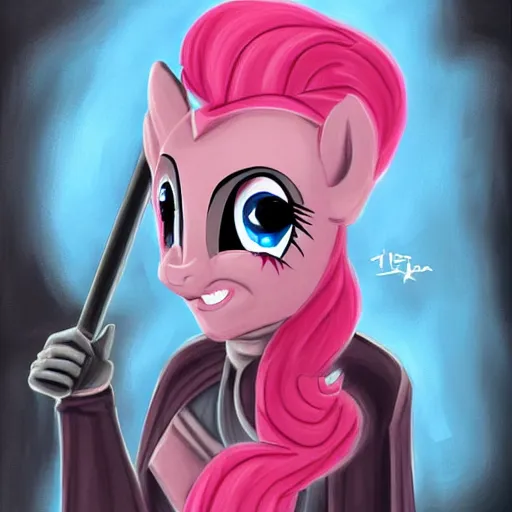 Image similar to pinkie pie as a sith lord, painting by Victor Nizotsev