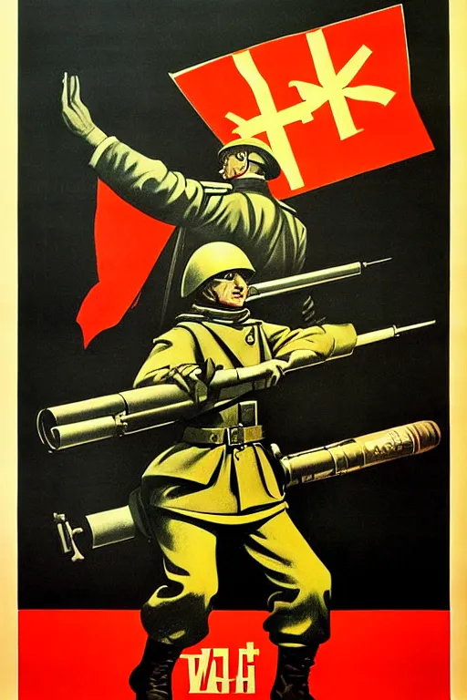 Prompt: war, ussr poster, art by grewski