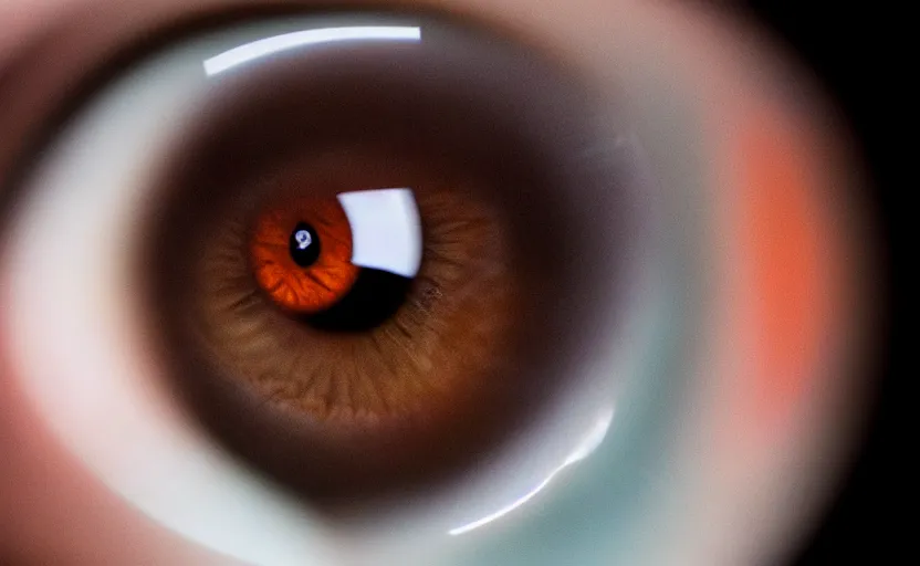 Image similar to movie still of a macro shot of an human eye, highly detailed, 8 k, highly detailed, photorealistic