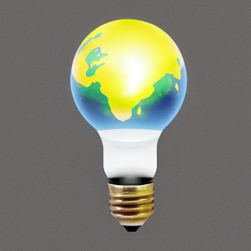 Prompt: <artwork quality=masterpiece mode='attention grabbing'>Lightbulb containing the earth</artwork>