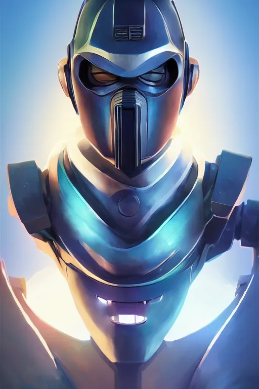 Image similar to epic mask helmet robot ninja portrait stylized as fornite style game design fanart by concept artist gervasio canda, behance hd by jesper ejsing, by rhads, makoto shinkai and lois van baarle, ilya kuvshinov, rossdraws global illumination radiating a glowing aura global illumination ray tracing hdr render in unreal engine 5