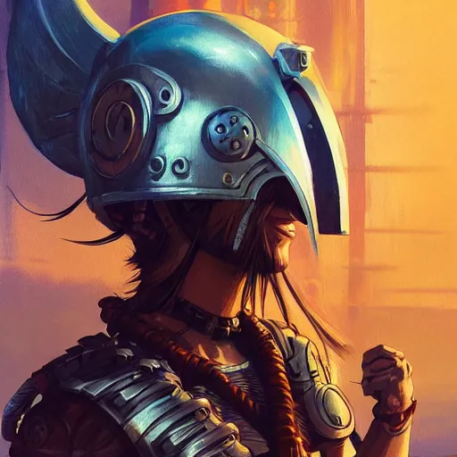 Image similar to cyberpunk viking helmet mask warrior goddess robot ninja fantasy, art gta 5 cover, official fanart behance hd artstation by jesper ejsing, by rhads, makoto shinkai and lois van baarle, ilya kuvshinov, ossdraws