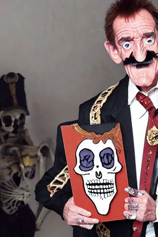 Prompt: Barry Chuckle, emperor of skeletons