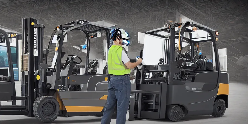 Image similar to forklift operator with a vr headset