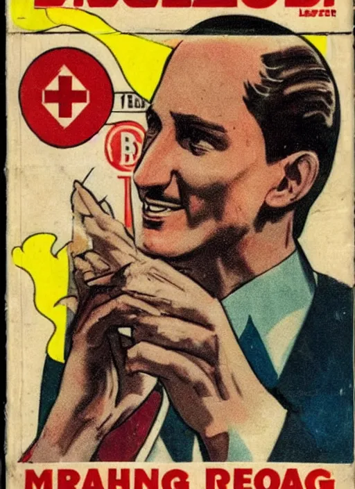 Prompt: vintage comic book cover of justin trudeau as a leader in the third reich