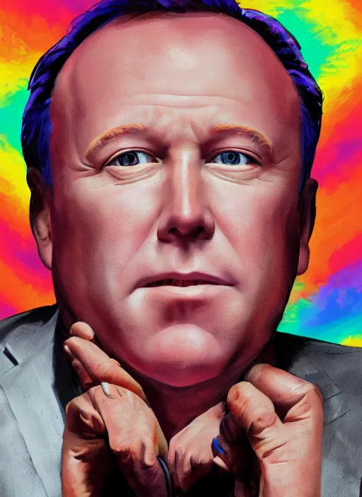 Image similar to alex jones by Zbigniew Brzezinski and lisa frank