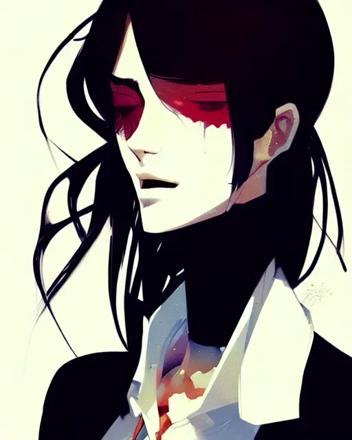 Image similar to a ultradetailed beautiful panting of a stylish woman, she is wearing a white shirt with a tie and black pants, by conrad roset, greg rutkowski and makoto shinkai trending on artstation