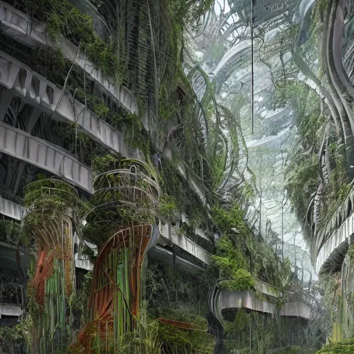 Prompt: epic, ultra detailed, hyper - real alien jungle by zaha hadid and greg rutkowski inside zdzisław beksinski