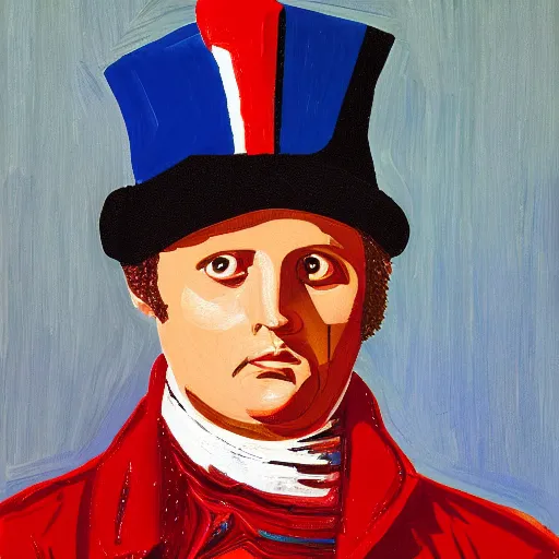 Prompt: Portrait painting of Napoleon by David hockney