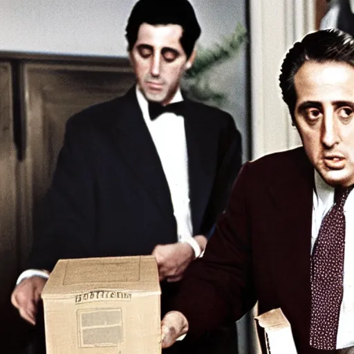 Prompt: Michael Corleone, returns a large parcel to the Post Office,