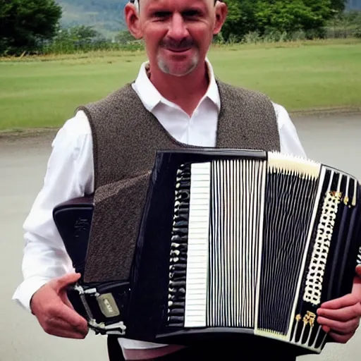 Prompt: man with an accordion head