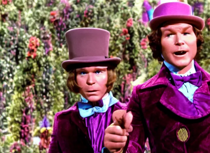 Image similar to film still of Chris Pratt as Willy Wonka in Willy Wonka and the Chocolate Factory 1971