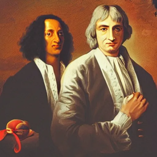 Image similar to sir isaac newton and tupac shakur, homies, good friends