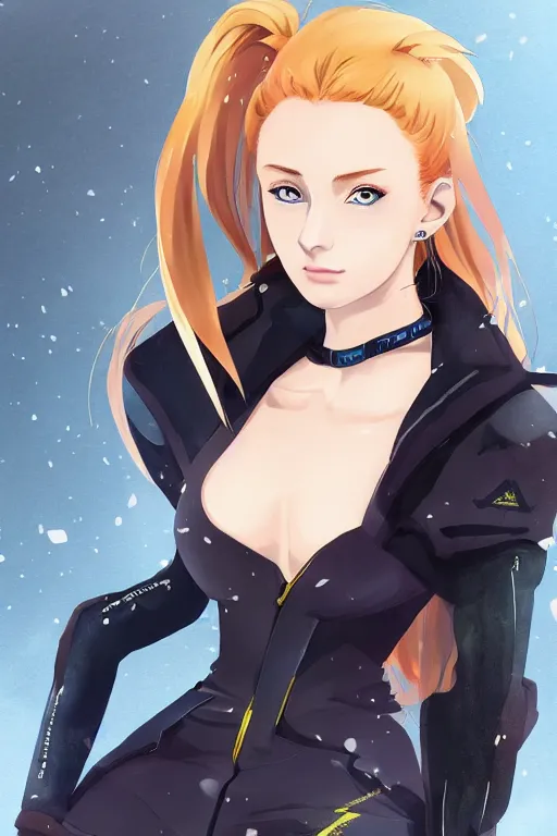 Image similar to Sophie Turner as an Anime Art Style, artstation, 4k detailed