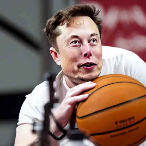 Image similar to photo of Elon Musk eating a basketball