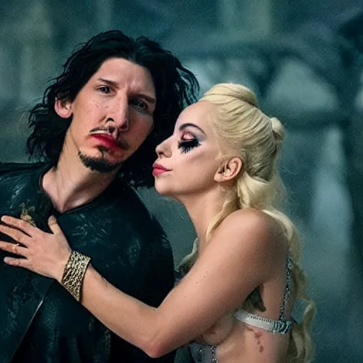 Prompt: a fantasy movie that river will love, starring lady gaga and adam driver