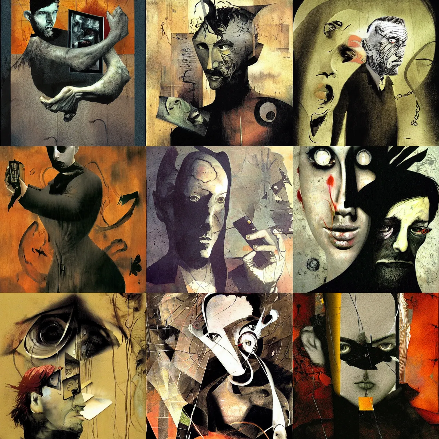 Prompt: the last selfie, by dave mckean