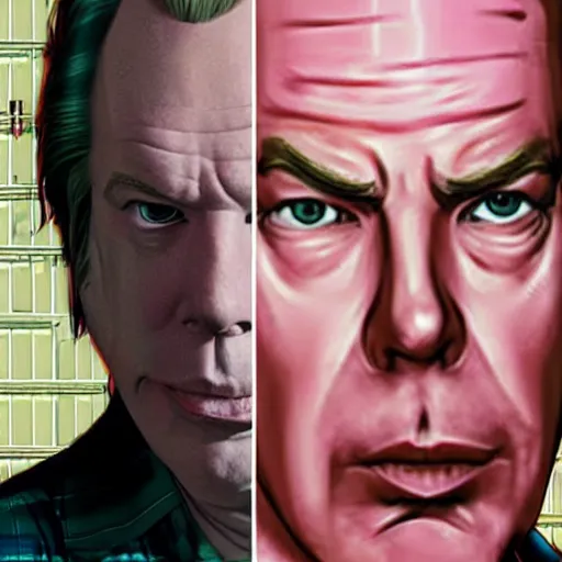 Prompt: Michael McKean aka Chuck McGill from Better Call Saul as a GTA character portrait, Grand Theft Auto, GTA cover art