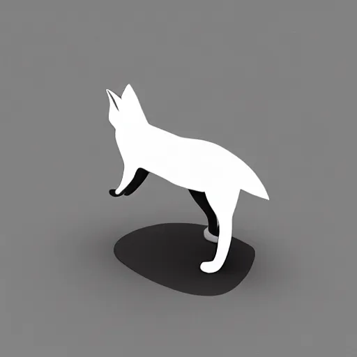 Prompt: an abstract, simplified icon depicting a fox, white background, elegant, award-winning, clever, render, blender, 3d