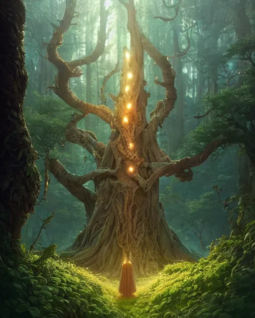 Image similar to highly detailed surreal vfx portrait of a fearless ent in a fairytale world, stephen bliss, unreal engine, greg rutkowski, loish, rhads, beeple, makoto shinkai and lois van baarle, ilya kuvshinov, rossdraws, tom bagshaw, alphonse mucha, global illumination, detailed and intricate environment