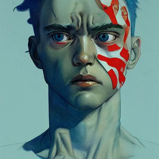 Image similar to prompt : soviet doomer portrait soft light painted by james jean and katsuhiro otomo and erik jones, inspired by akira anime, smooth face feature, intricate oil painting, high detail illustration, sharp high detail, manga and anime 1 9 9 9