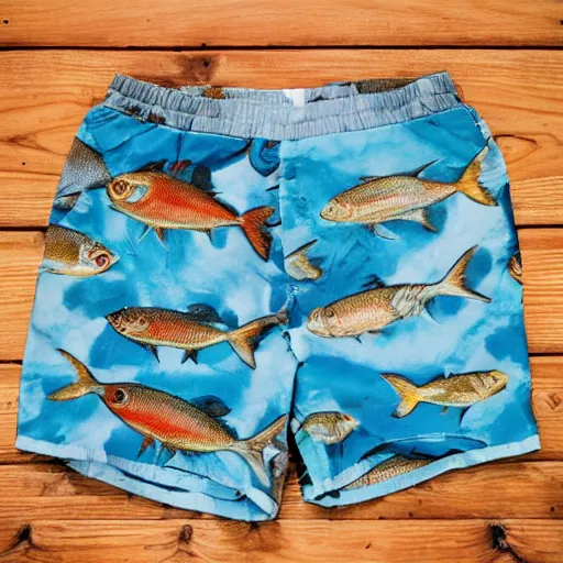 Prompt: fish in shorts