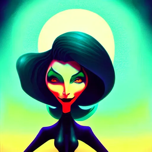 Image similar to curled perspective digital art of a dark hair woman wearing a kufiyya by anton fadeev from nightmare before christmas