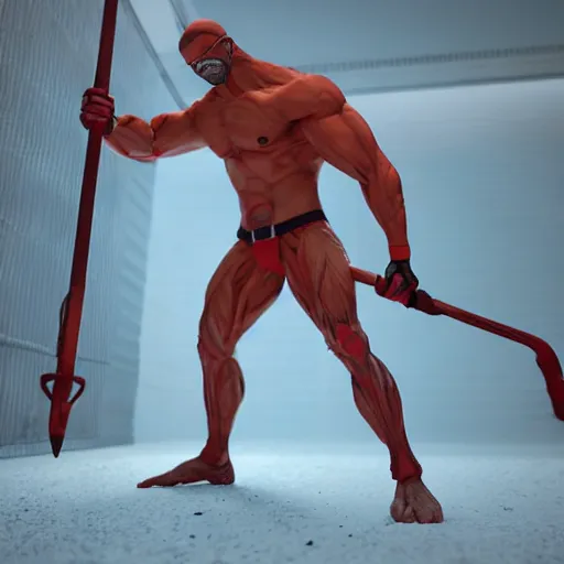 Image similar to highly muscular gordon freeman flexing holding a crowbar, dslr, 8 k, octane beautifully detailed render, cold lighting, cinematic lighting, white background, detailed photo, masterpiece, volumetric lighting, ultra realistic, highly detailed, high quality, lossless, photorealistic, grayscale