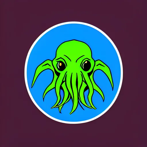 Image similar to cthulhu as ☺ emoji, telegram sticker design, flat design, glossy design, white outline