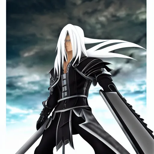 Image similar to Sephiroth from Final Fantasy, anime style