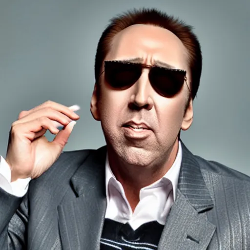 Image similar to nic cage viewing a minimalist logo for a dating app only for nic cage on christmas, corporate phone app icon