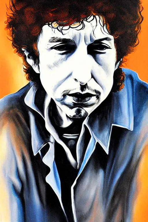 Image similar to Poster artwork, painting of Bob Dylan by Bob Dylan